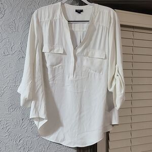 Torrid Harper Georgette 3/4 Sleeve Blouse - Sharp White Blouse!